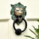Brass Lion Head Door Knocker With Patina